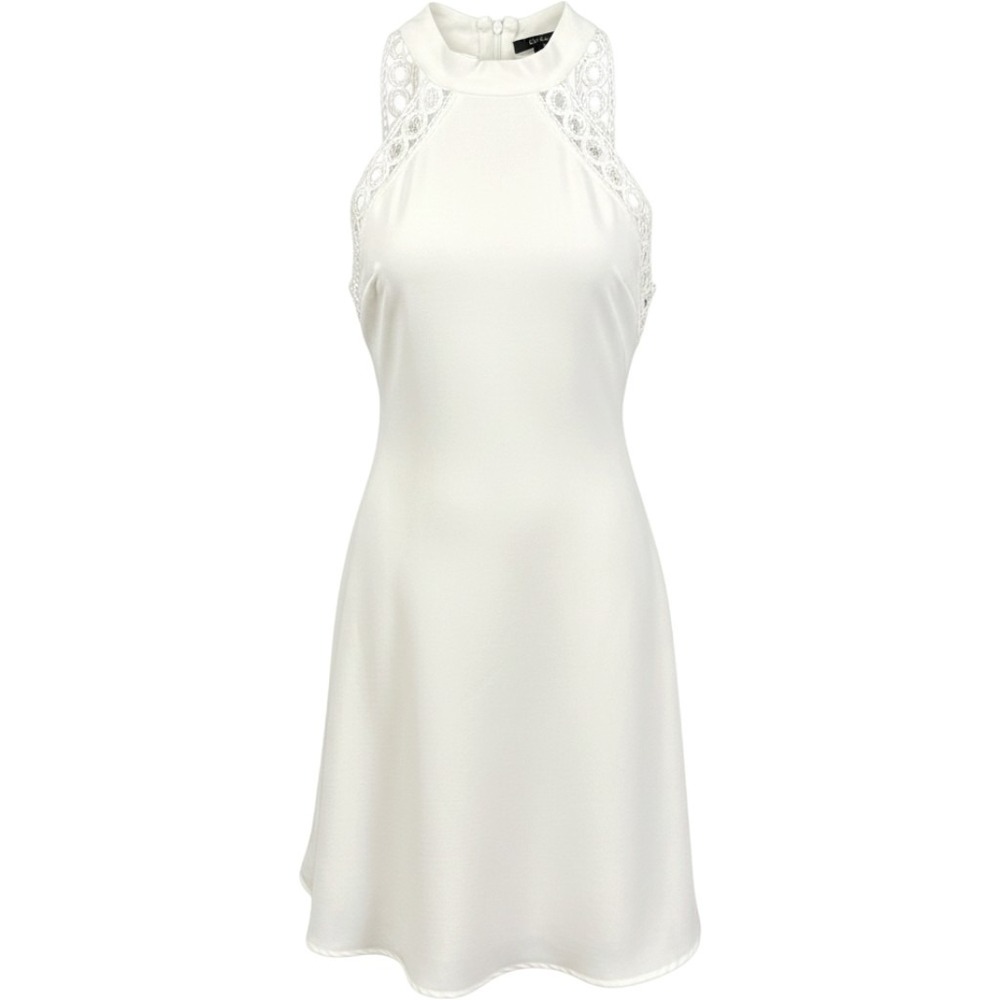 Lulus Any Sway Shape or Form Lace Trim Tie Halter Dress Open Back Womens XS NWT